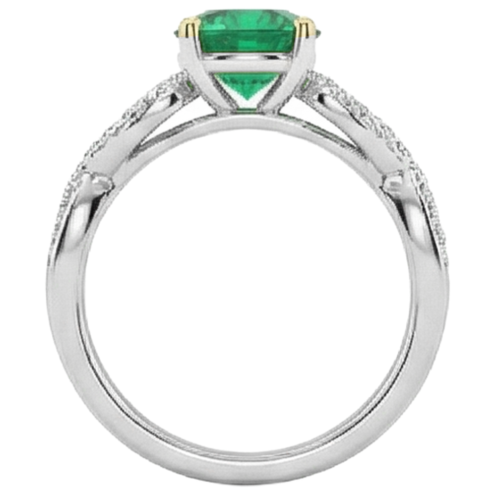 Raffiné Émeraude Fine Bague Pierre de Couleur 1,50 carats – vue de dessus
