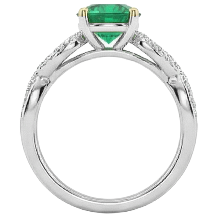 Raffiné Émeraude Fine Bague Pierre de Couleur 1,50 carats – vue de dessus