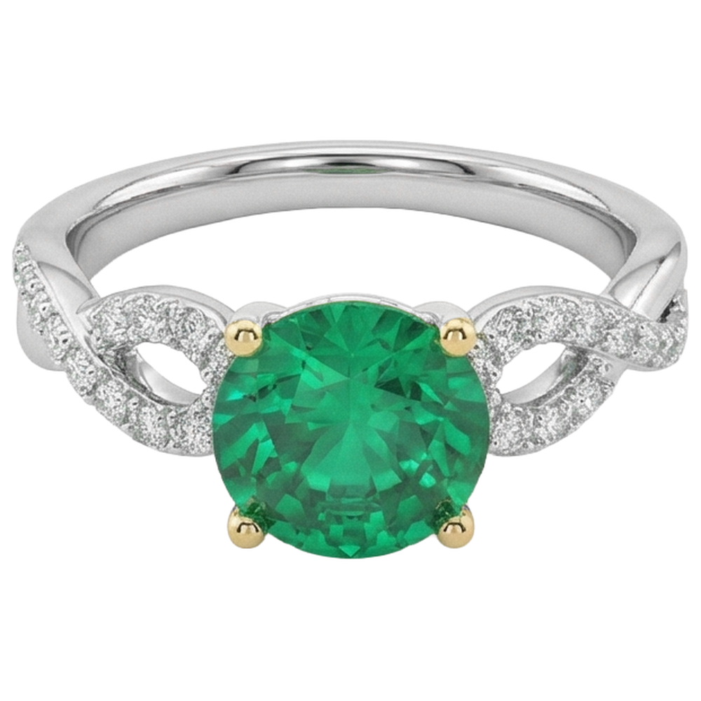 Raffiné Émeraude Fine Bague Pierre de Couleur 1,50 carats – vue d'angle