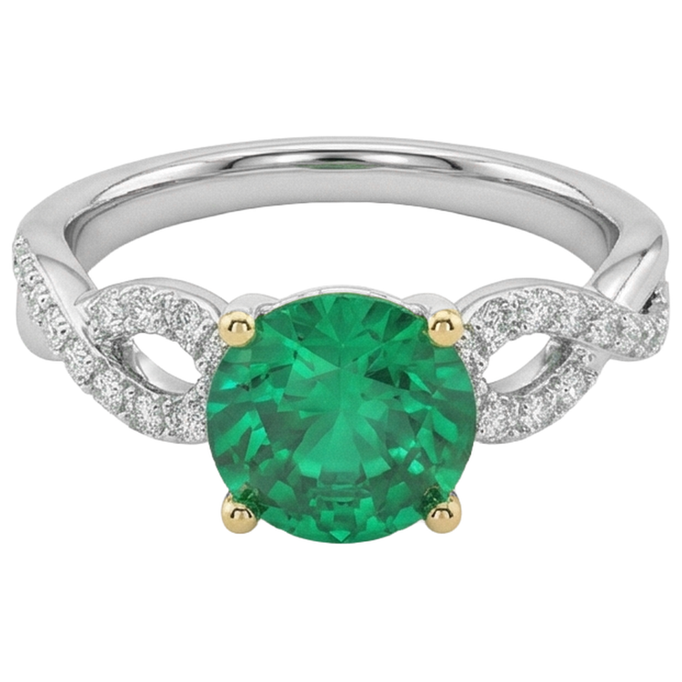 Raffiné Émeraude Fine Bague Pierre de Couleur 1,50 carats – vue d'angle