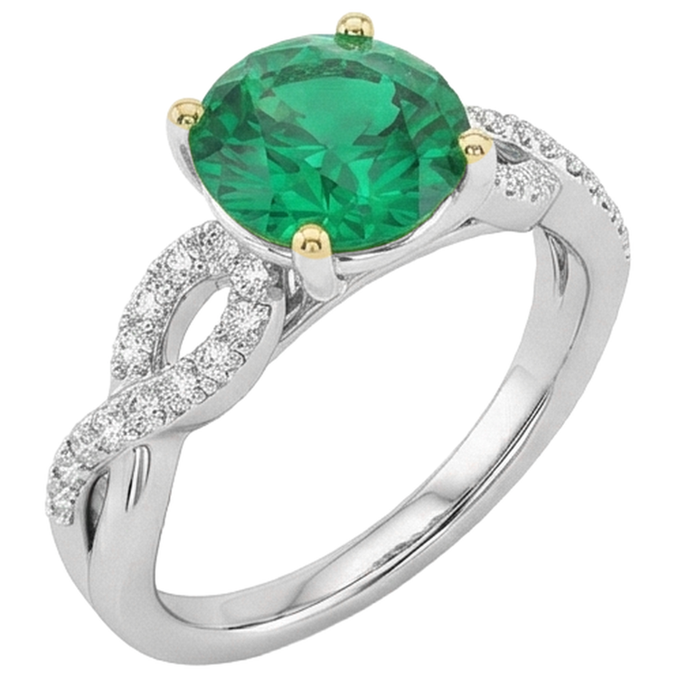 Raffiné Émeraude Fine Bague Pierre de Couleur 1,50 carats – vue de face