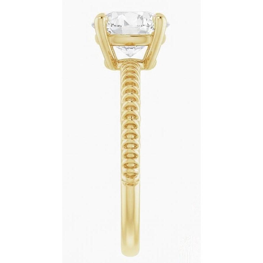 Brillant Taille Old Mine Bague Mono-Pierre en Or Jaune 14 Carats – vue de profil