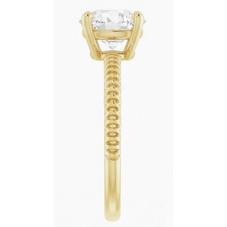 Brillant Taille Old Mine Bague Mono-Pierre en Or Jaune 14 Carats – vue de profil