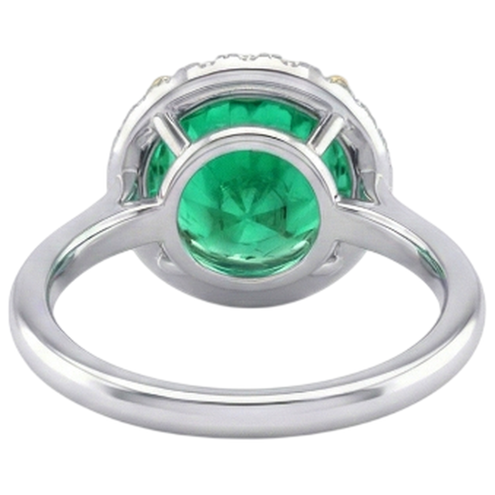Taille Brillant Émeraude Colombienne bague en Or Bicolore 14 Carats – vue arrière