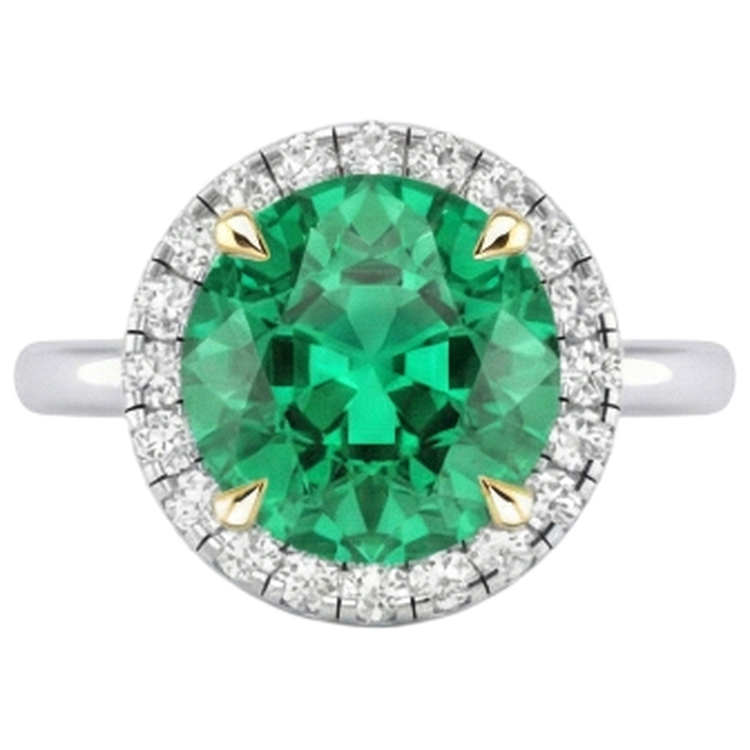 Bague avec Gemme Or Bicolore 14 Carats avec Émeraude Colombienne – vue de face