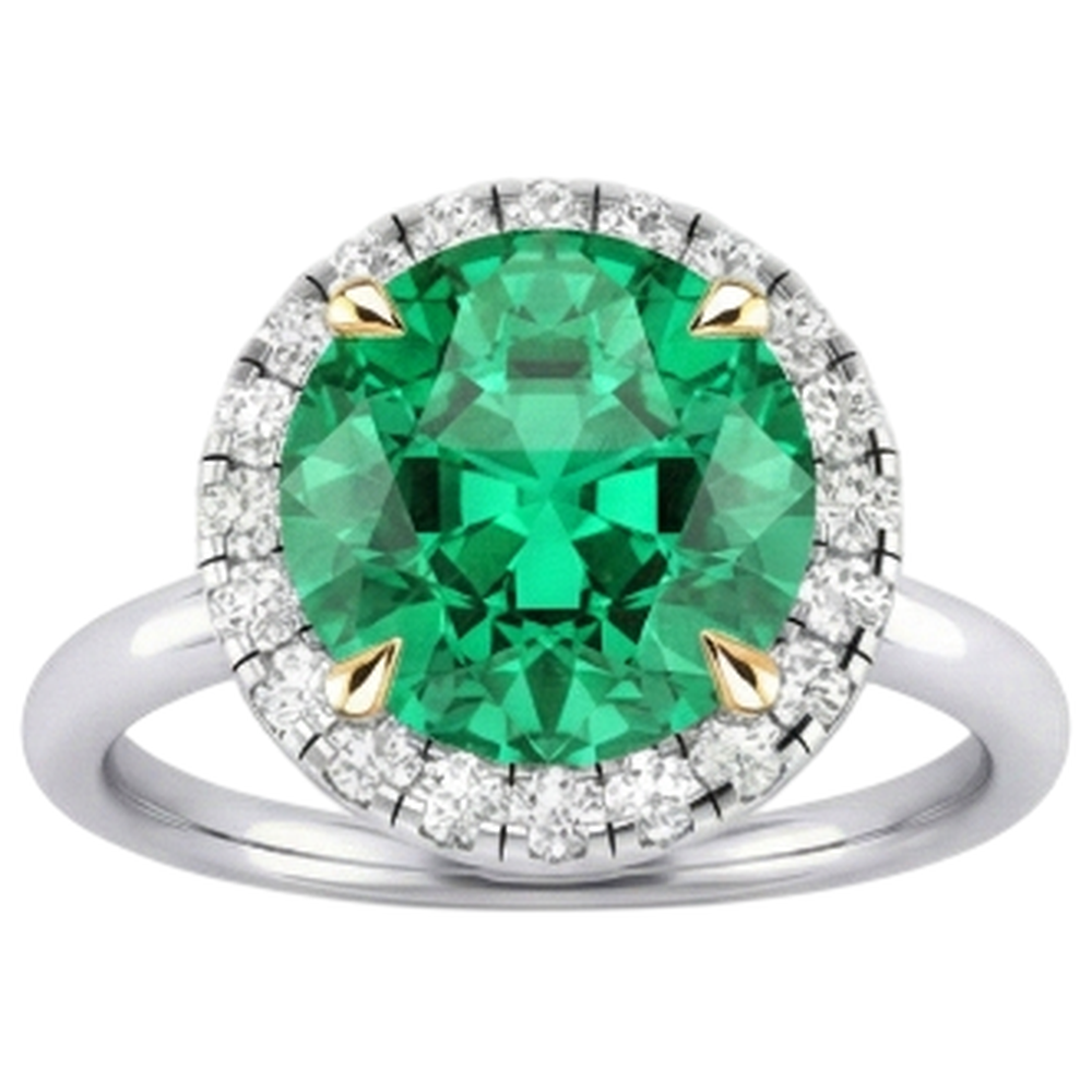 Émeraude Colombienne Bague avec Gemme 4-carats Or Bicolore 14 Carats – vue de côté