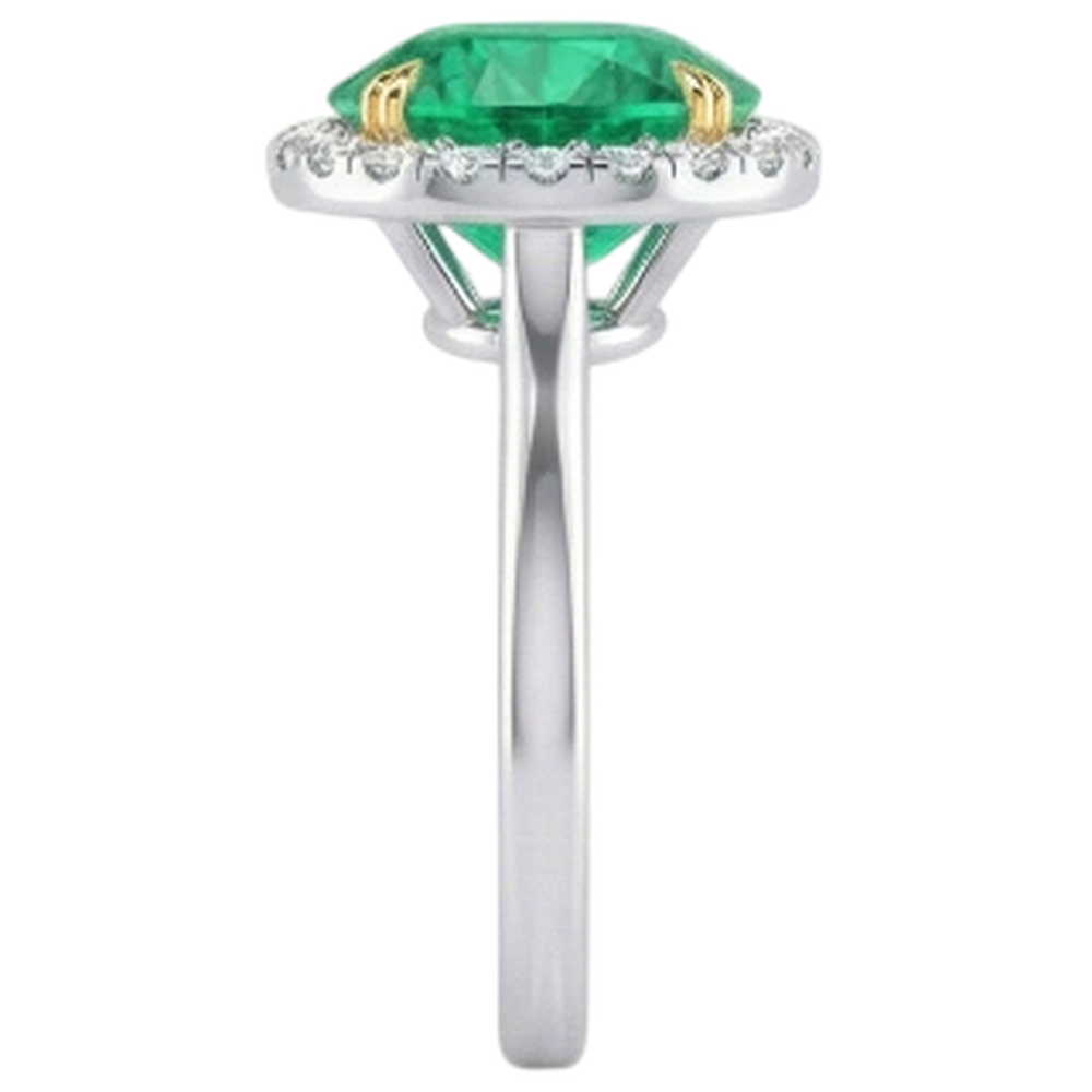 Sophistiqué Émeraude Colombienne Bague avec Gemme 4 carats – vue de profil