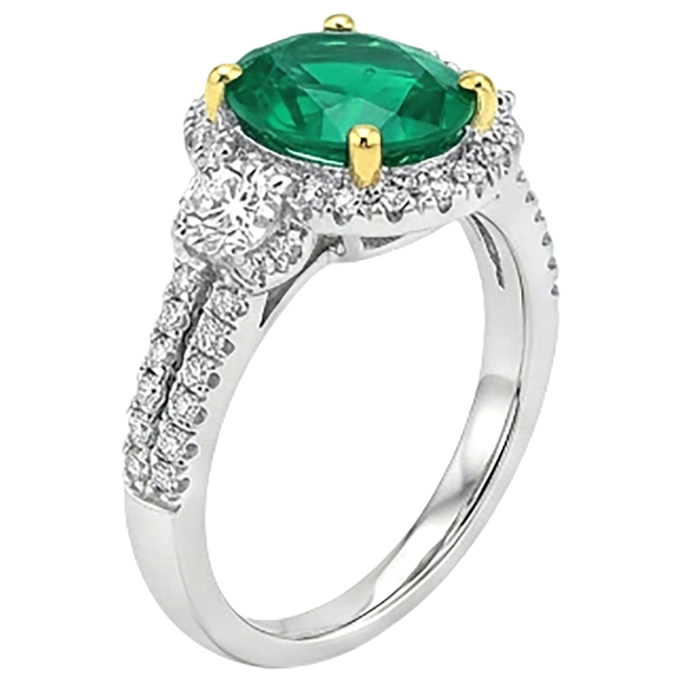Rayonnant Émeraude Bague Pierre Précieuse 2,50 carats – vue d'angle