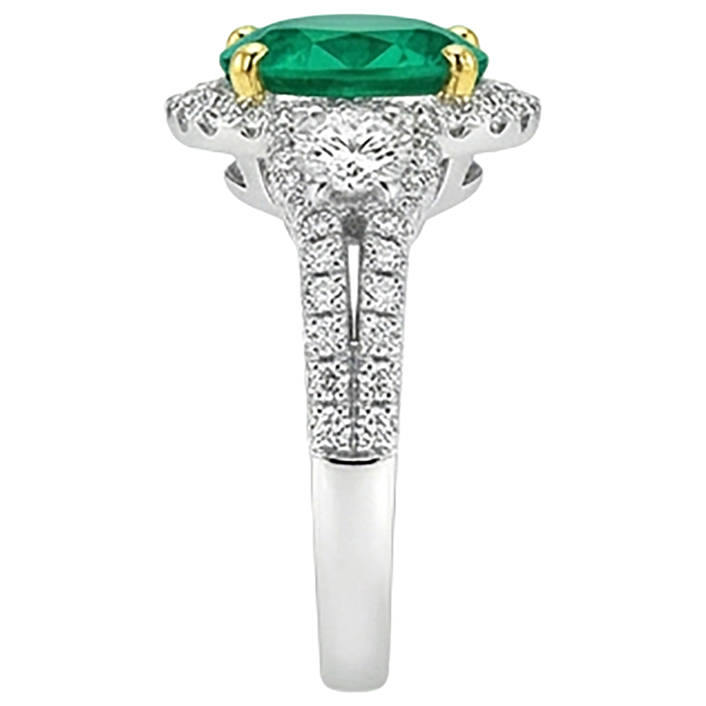 Taille Brillant Émeraude bague en Or Deux Tons 14 Carats – vue de dessus