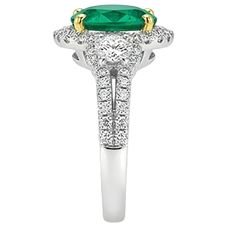 Taille Brillant Émeraude bague en Or Deux Tons 14 Carats – vue de dessus
