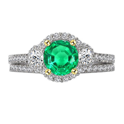 Rayonnant Bague Pierre Précieuse avec Émeraude Certifié GIA