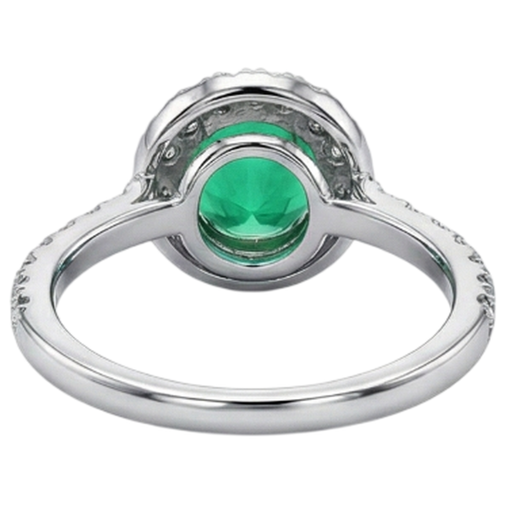 Taille Brillant Émeraude bague en Or Deux Tons 14 Carats – vue de dessus