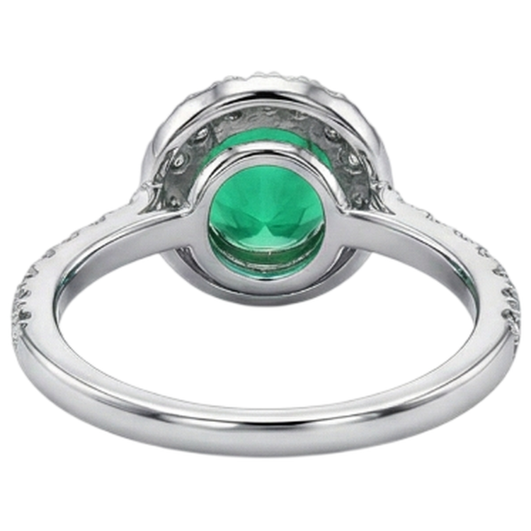 Taille Brillant Émeraude bague en Or Deux Tons 14 Carats – vue de dessus