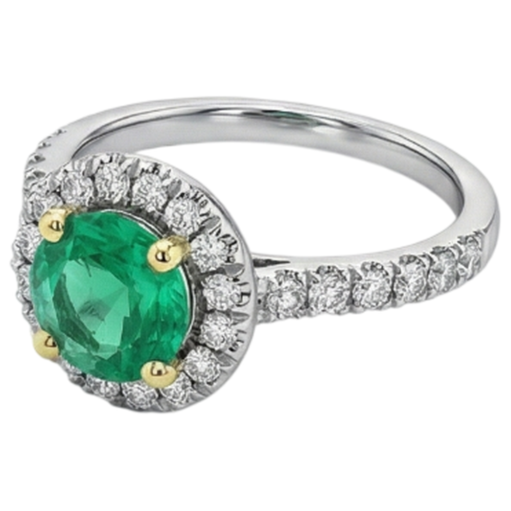 Émeraude Bague Pierre Précieuse 2,50 carats Or Deux Tons 14 Carats – vue d'angle