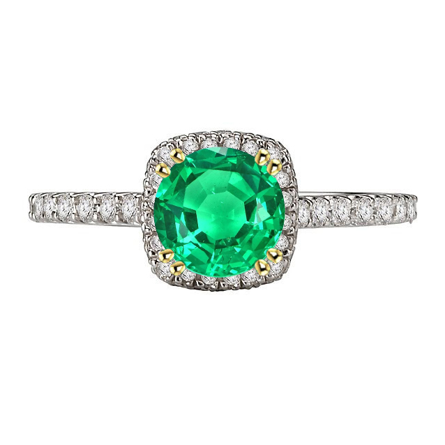 Émeraude Bague avec Gemme 2,50-carats Or 14K Bicolore – vue principale