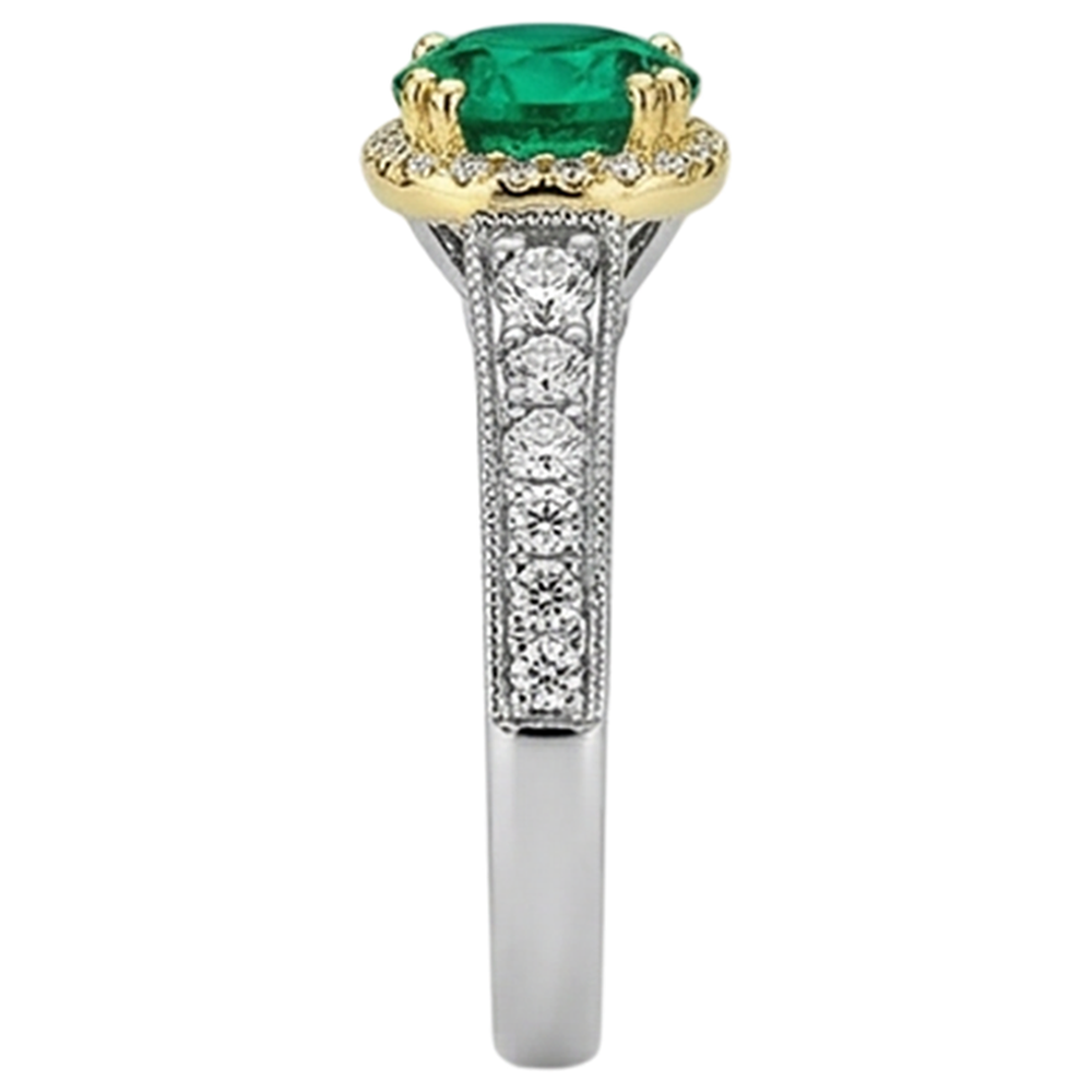 Bague avec Gemme Or 14K Bicolore avec Émeraude – vue arrière
