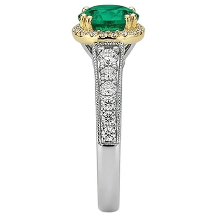 Bague avec Gemme Or 14K Bicolore avec Émeraude – vue arrière