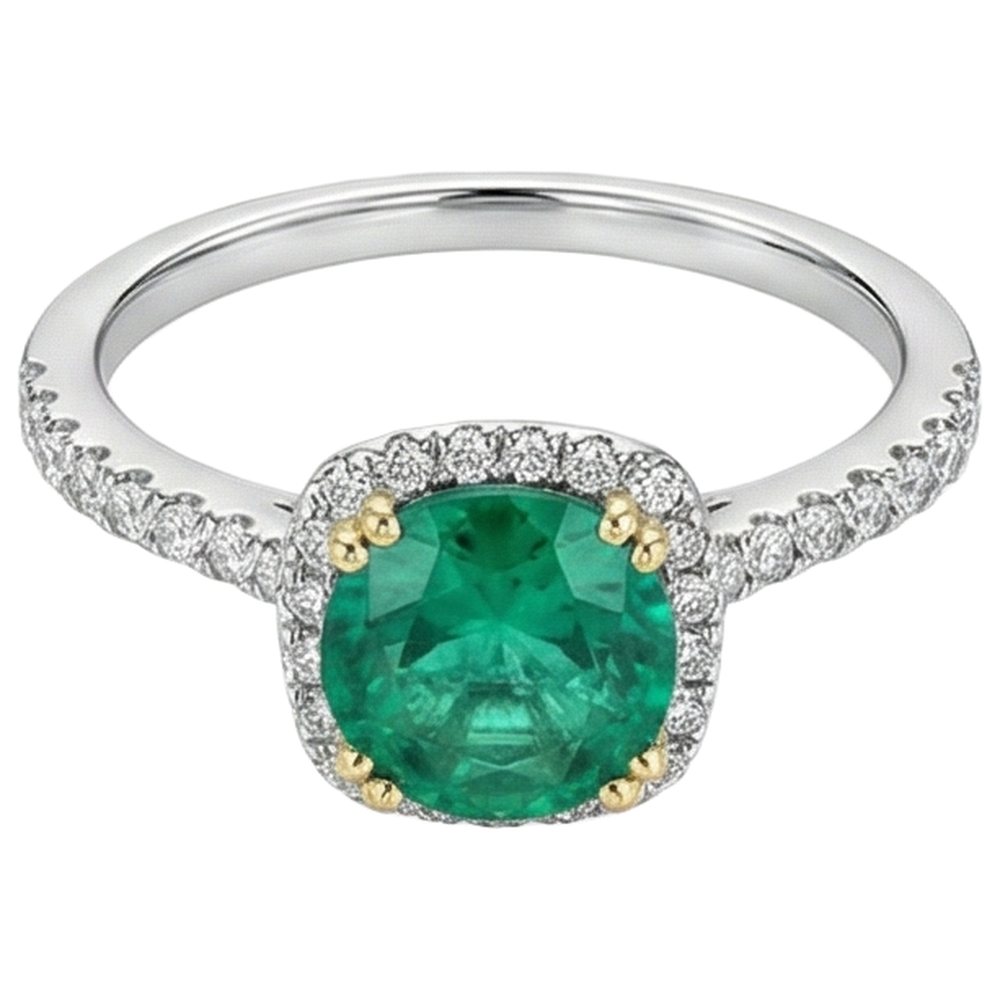 Émeraude Bague avec Gemme – vue de côté