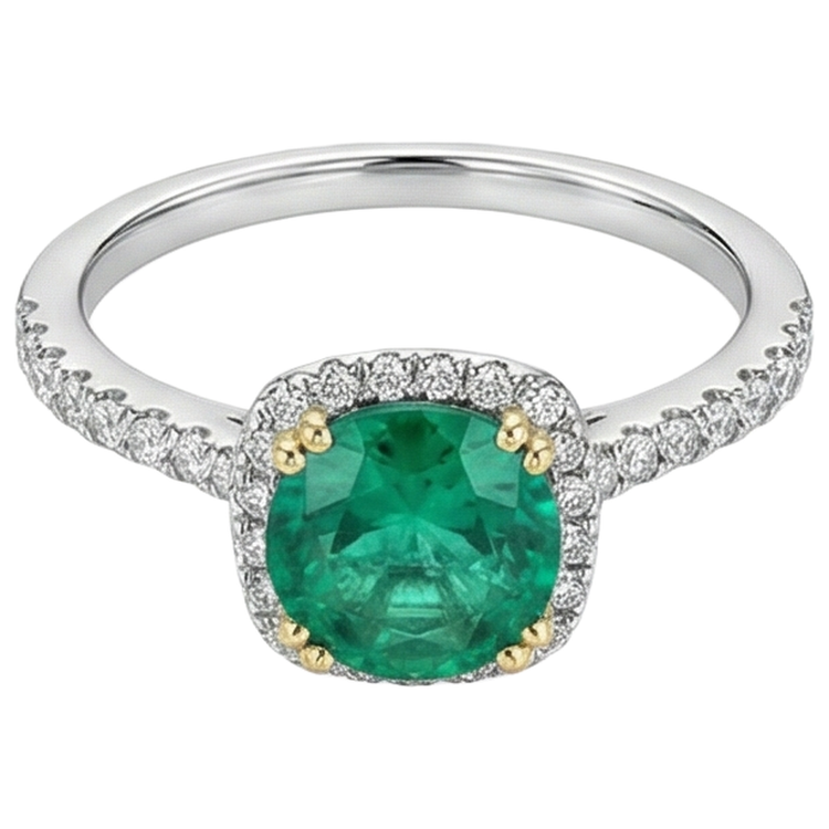 Émeraude Bague avec Gemme – vue de côté