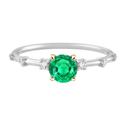 Brillant Bague Pierre Précieuse avec Émeraude Colombienne