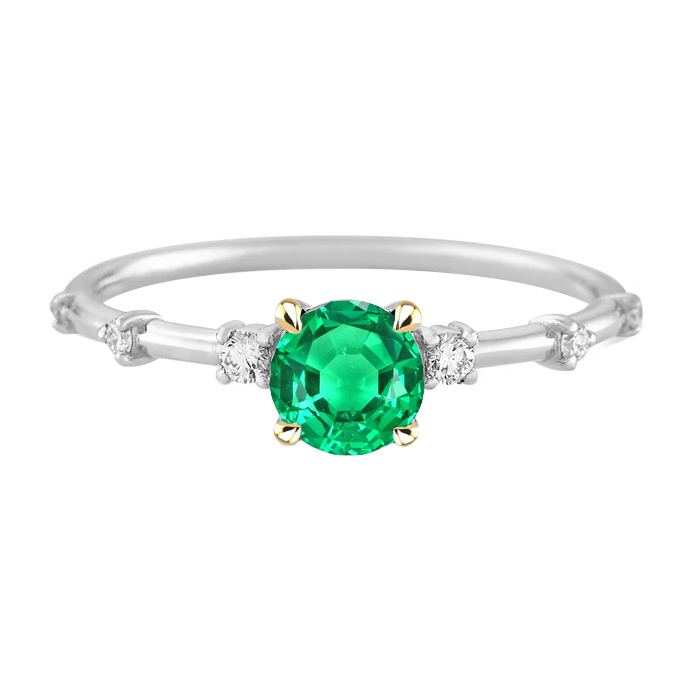 Émeraude Colombienne Bague Pierre Précieuse 2-carats Or Bicolore 14 Carats – vue principale