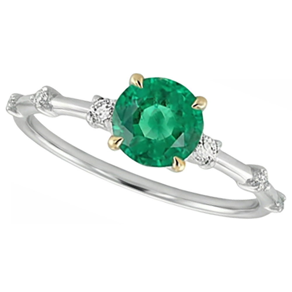 Émeraude Colombienne Bague Pierre Précieuse – vue d'angle