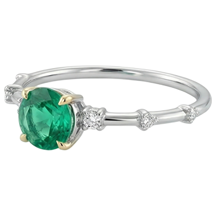 Brillant Émeraude Colombienne Bague Pierre Précieuse 2 carats – vue de profil
