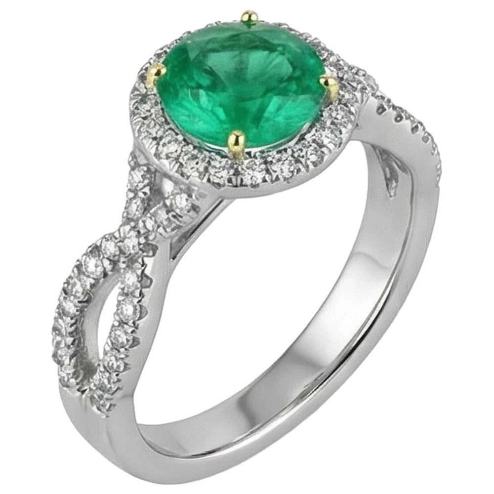 De luxe Émeraude Bague Pierre de Couleur 2,50 carats – vue d'angle