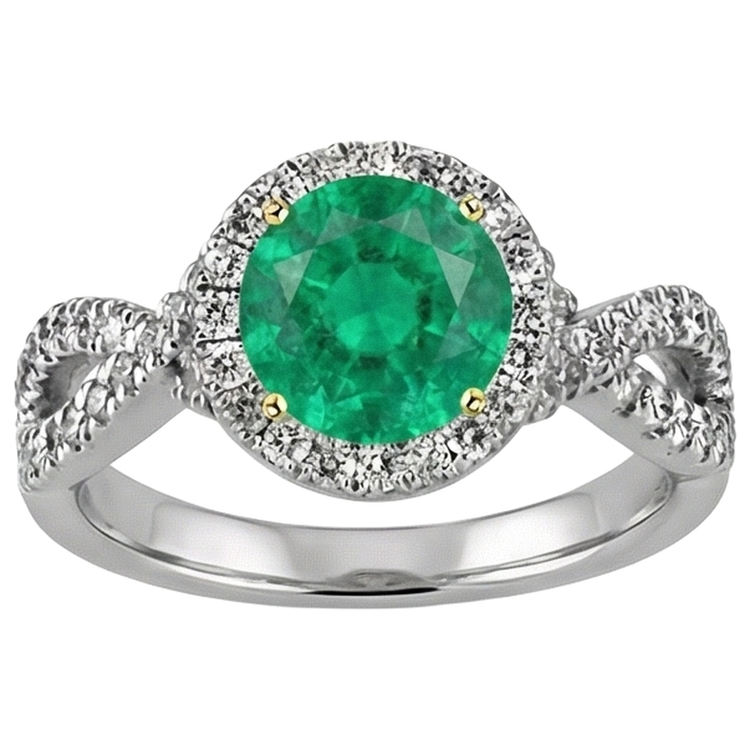 Émeraude Bague Pierre de Couleur – vue de face