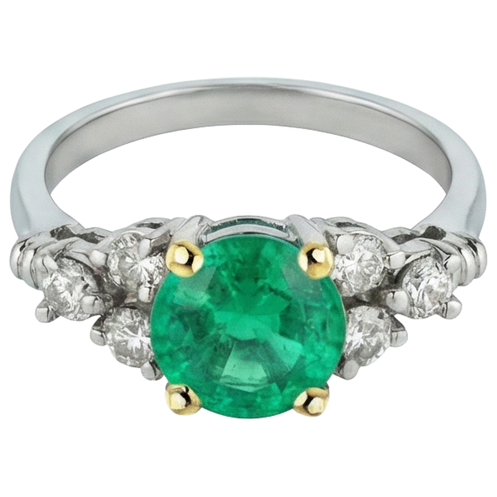 Fait à la main Émeraude Fine Bague Pierre de Couleur 3 carats – vue de profil