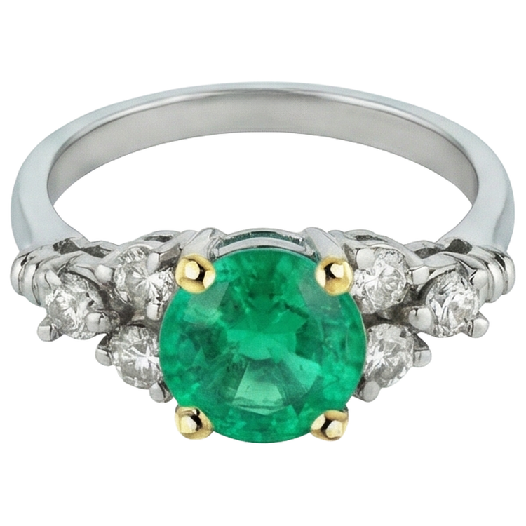Fait à la main Émeraude Fine Bague Pierre de Couleur 3 carats – vue de profil