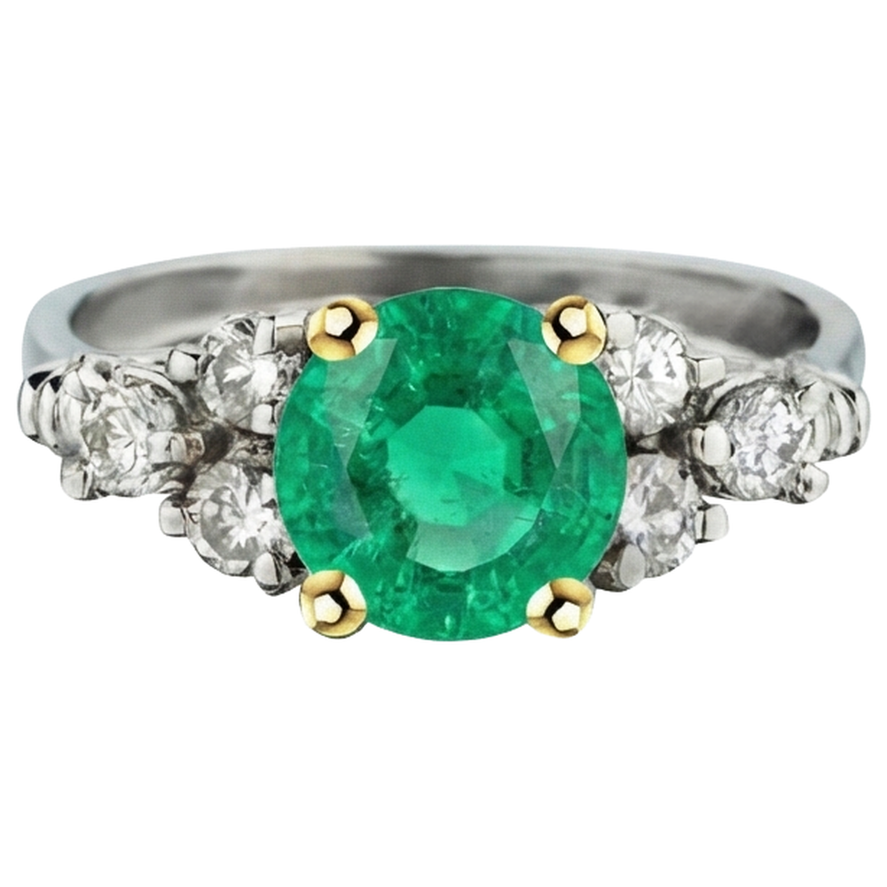 Fait à la main Émeraude Fine Bague Pierre de Couleur 3 carats – vue de côté