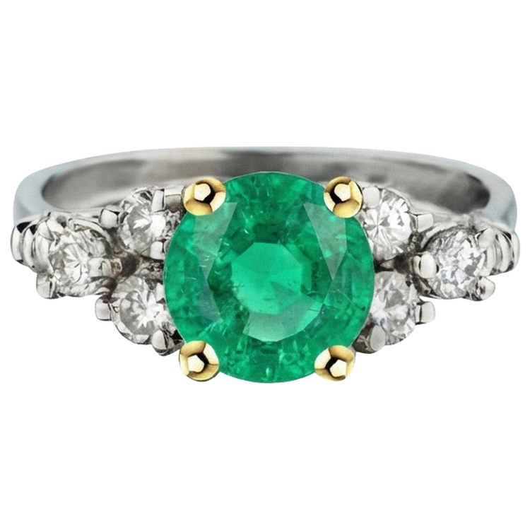 Fait à la main Émeraude Fine Bague Pierre de Couleur 3 carats – vue de côté