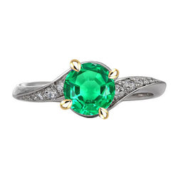 Or Deux Tons 14 Carats Aigle Émeraude Bague Pierre de Couleur