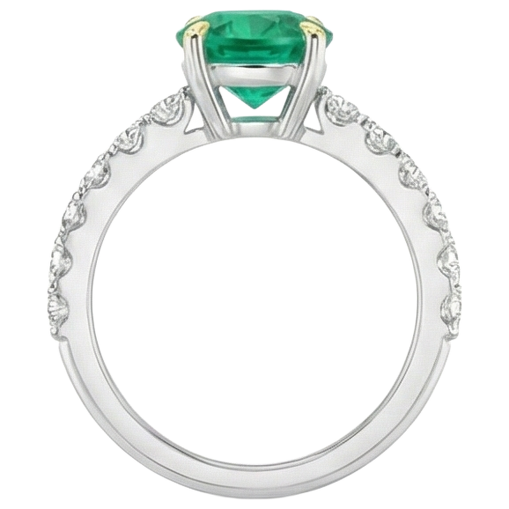 Raffiné Émeraude Fine Bague Pierre de Couleur 2 carats – vue arrière