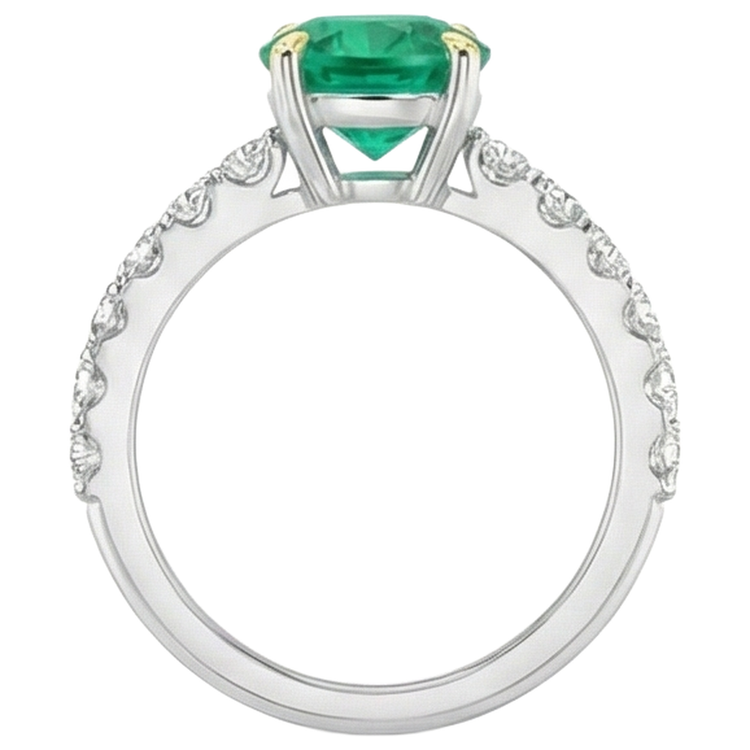 Raffiné Émeraude Fine Bague Pierre de Couleur 2 carats – vue arrière