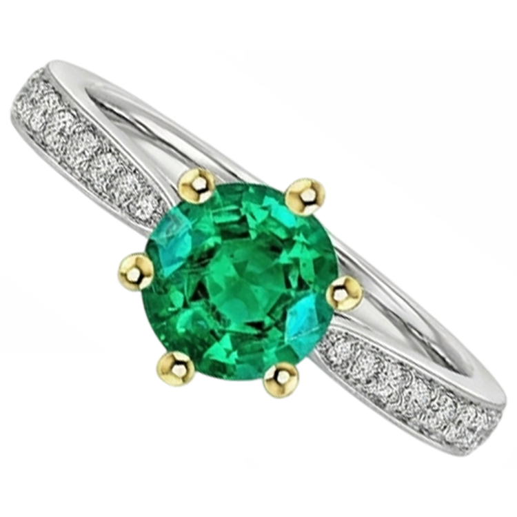 Émeraude Bague Pierre de Couleur – vue d'angle