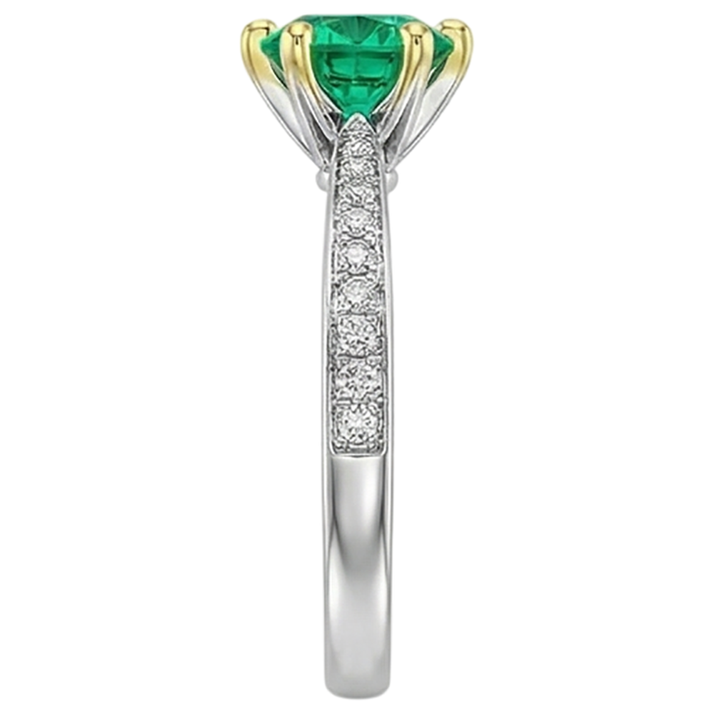 Émeraude Bague Pierre de Couleur 2,50-carats Or 14K Bicolore – vue arrière