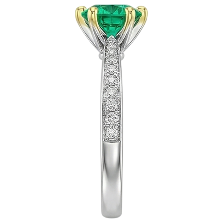 Émeraude Bague Pierre de Couleur 2,50-carats Or 14K Bicolore – vue arrière