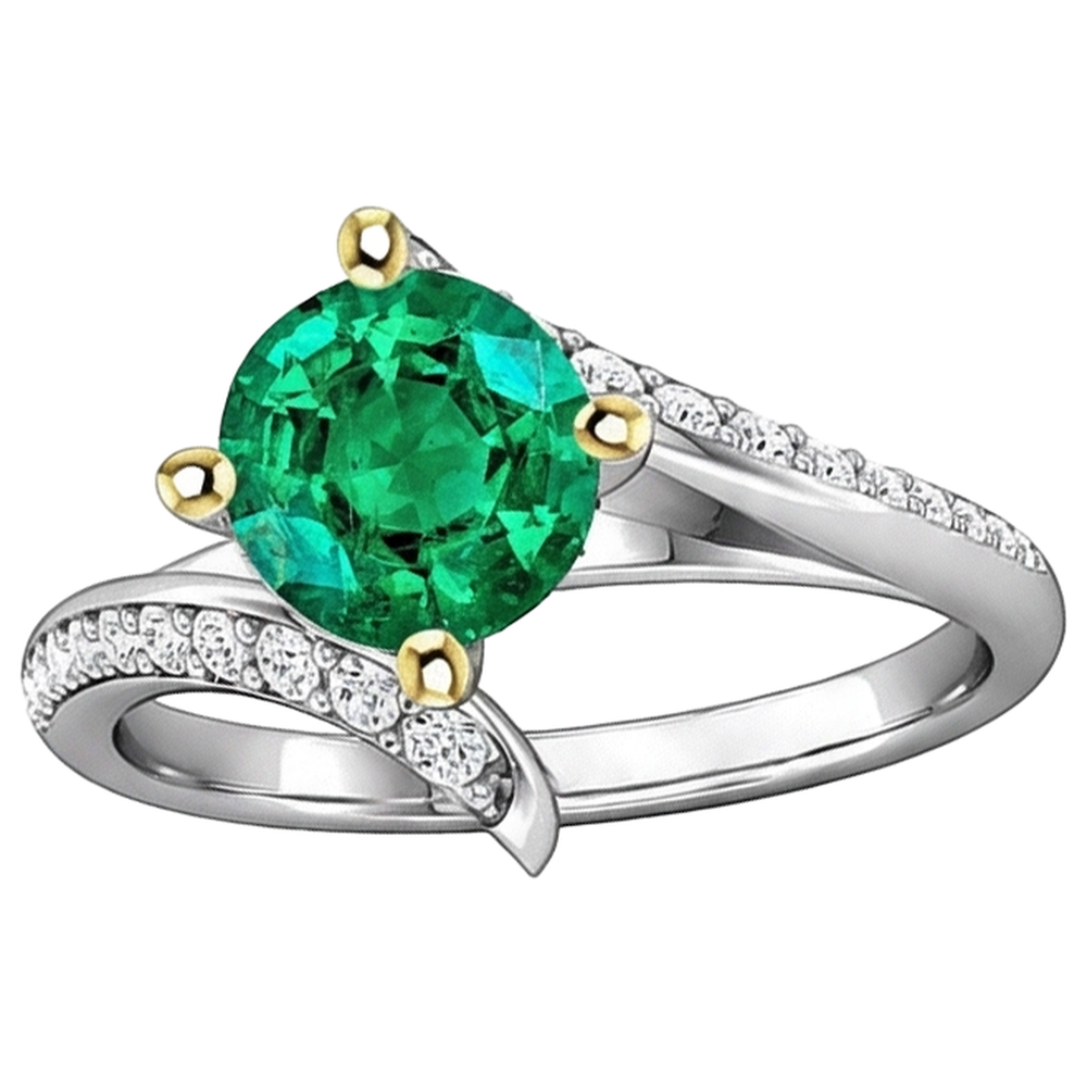 Émeraude Bague avec Gemme – vue de face
