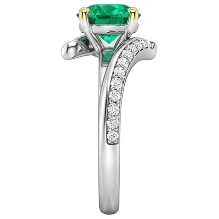 Fait à la main Émeraude Bague avec Gemme 2 carats – vue de profil