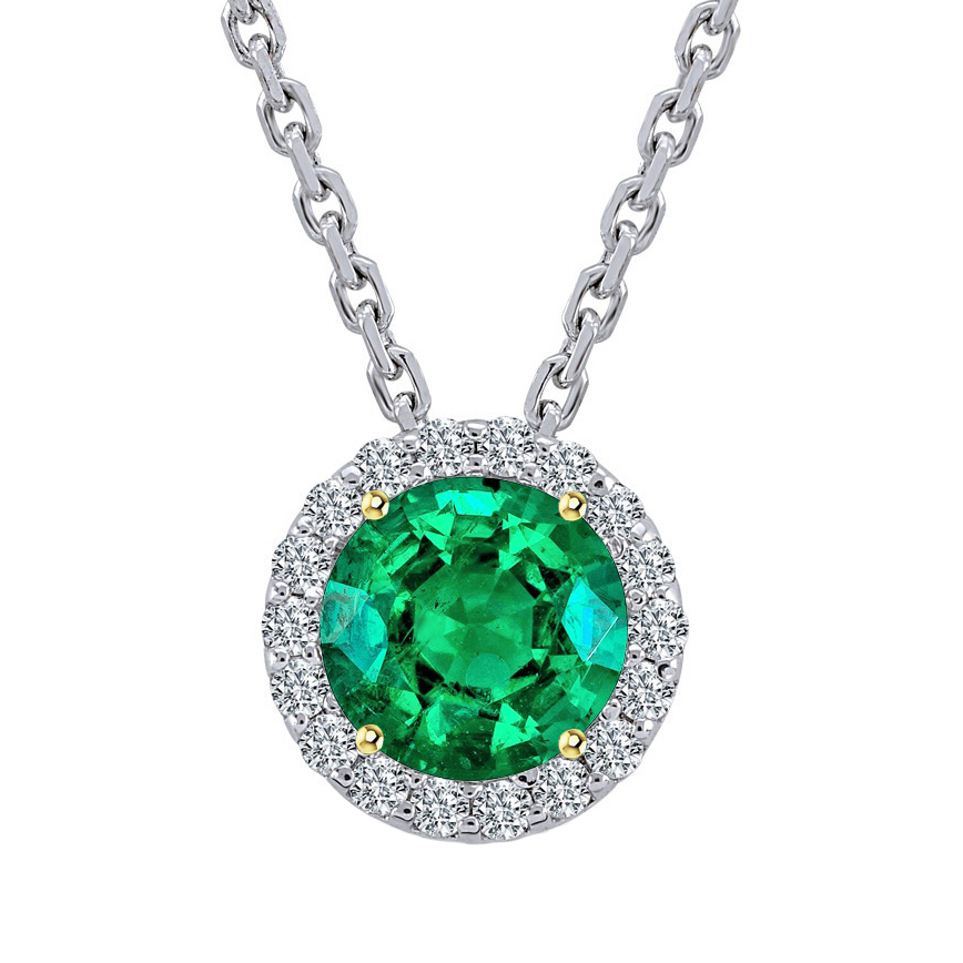 Émeraude Collier Pendentif Pierre 2,50 carats Or Bicolore 14 Carats – vue principale