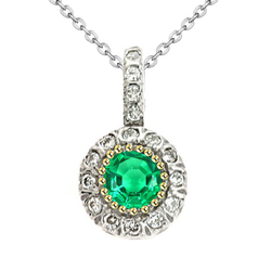 Émeraude Fine Pendentif Pierre Précieuse 1 carats – Or Bicolore