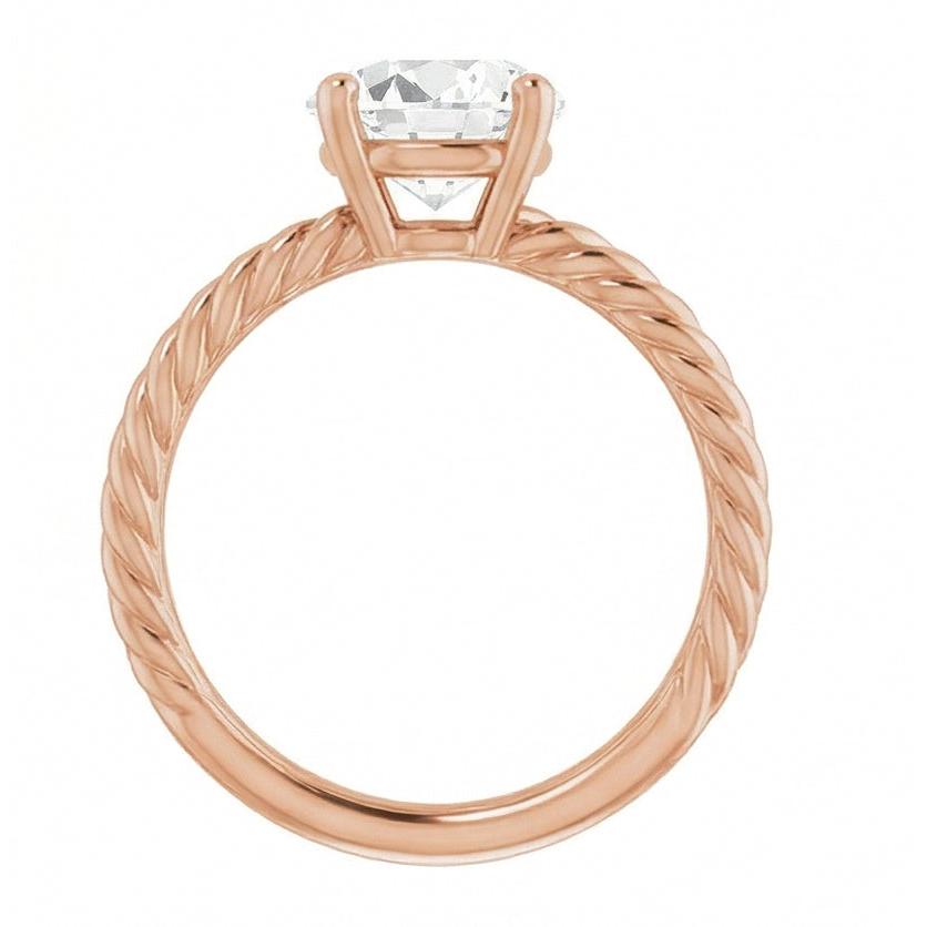 Diamant Bague Solitaire 2-carats Or 14K Rose – vue de face