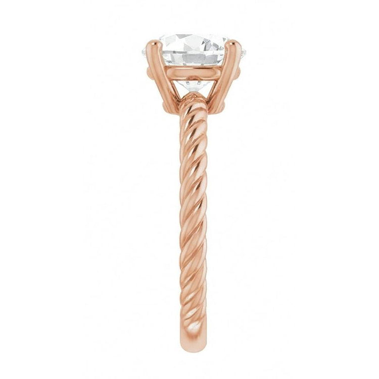 Coussin Antique Diamant bague en Or 14K Rose – vue de côté