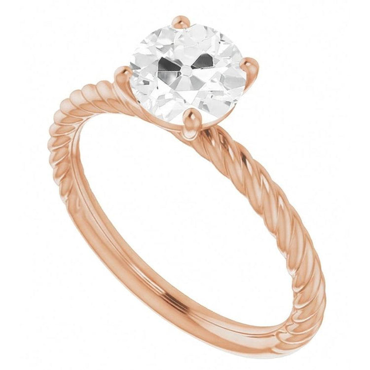 Diamant Bague Solitaire 2 carats Or 14K Rose – vue d'angle