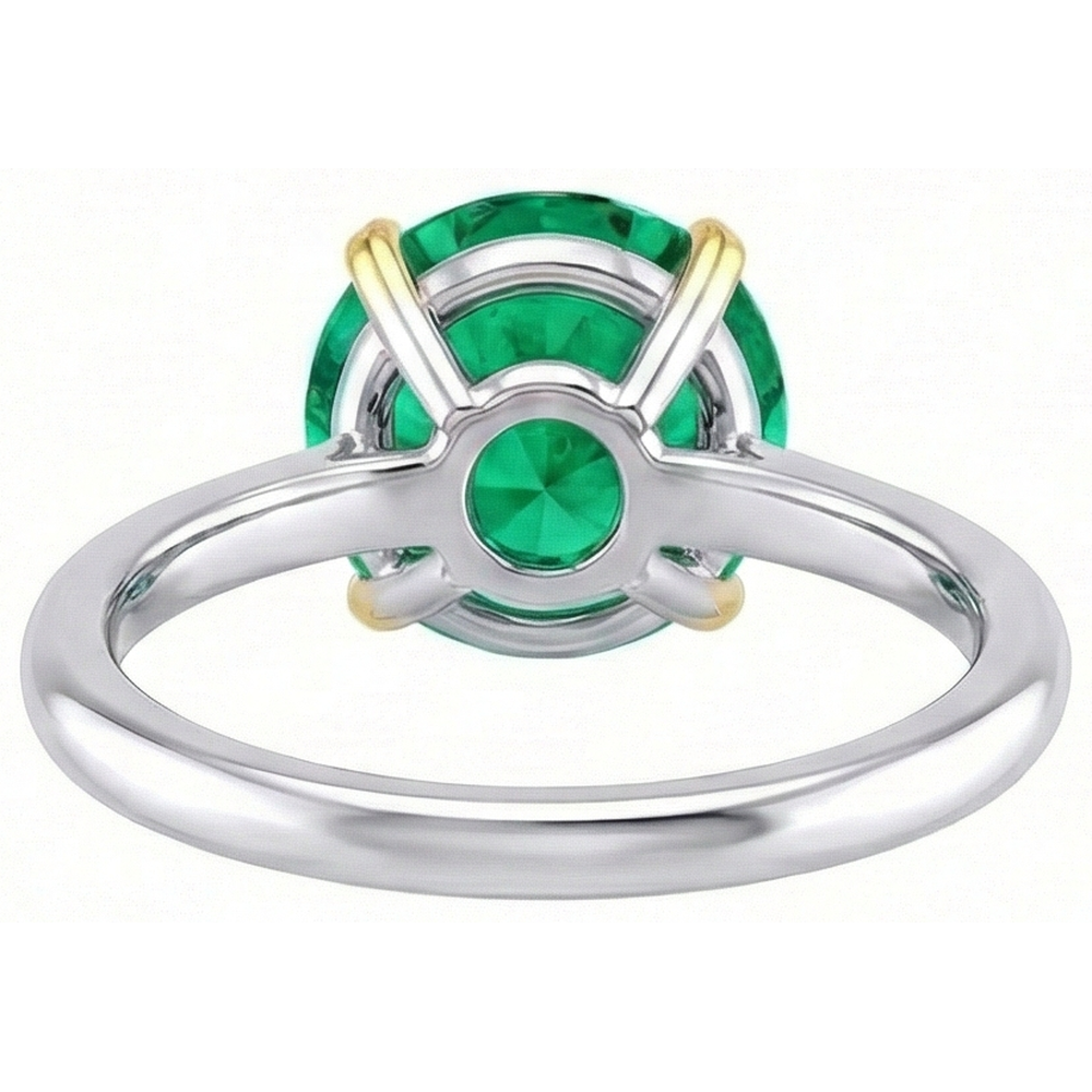 Émeraude Bague Pierre Précieuse 4-carats Or 14K Bicolore – vue de dessus