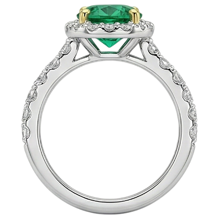Émeraude Bague Pierre Précieuse 3-carats Or Deux Tons 14 Carats – vue de profil