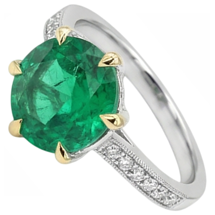 Émeraude Bague avec Gemme – vue de profil