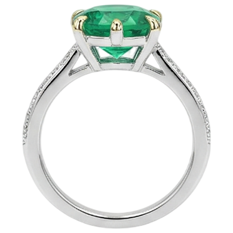 Émeraude Bague avec Gemme 3-carats Or 14K Bicolore – vue arrière